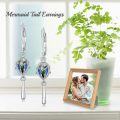 wholesale 925 Sterling Silver Blue Moss Agate Mermaid Tail Drop Dangle Earrings for Women and Girls-0-5