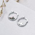 wholesale 925 Sterling Silver 925 Opal Inlay Cross Huggie Hoop Earrings - Women's Jewelry-0-4