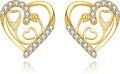 wholesale 14K Gold CZ Heart-Shaped Stethoscope Leverback Studs for Women's-0-0