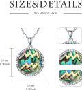 wholesale 925 Sterling Silver Aquarius Zodiac Abalone Shell & Cubic Zirconia Pendant Necklace-0-4