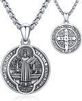 wholesale 925 Sterling Silver St Benedict Medal Necklace Pendant for Men Women Catholic-0-0