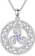wholesale 925 Sterling Silver Round Emerald Celtic Knot Pendant Necklace - Irish Lucky Charm s for Women-0-5