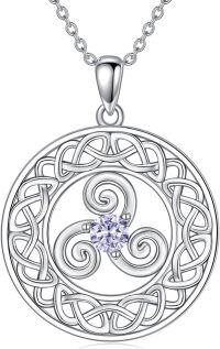 wholesale Silver Celtic Knot Pendant Necklace w Birthstone Crystal 20 Gift for Her-G-style 2-June