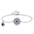wholesale 925 Sterling Silver Blue Evil Eye Charm Bracelet Wholesale With Pave Zircon And Crystal Accents-0-0