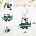 wholesale 925 Sterling Silver Green Crystal Panda Charm Necklace for Women Mom Wife Gift-0-1