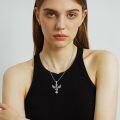wholesale 925 Sterling Silver Patriotic American Eagle Cross Pendant Necklace Oxidized Vintage Chain-0-2