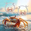 wholesale 925 Sterling Silver Cute Crab Hoop Earrings With Rose Gold Crab Design-0-4