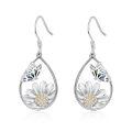 wholesale 925 Sterling Silver Drop Earrings Butterfly Daisy Flower Cubic Zirconia Gold Plated For Women-0-0