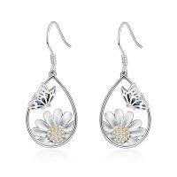 wholesale 925 Sterling Silver Drop Earrings Butterfly Daisy Flower Cubic Zirconia Gold Plated For Women-02 daisy&butterfly