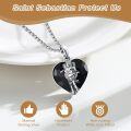 wholesale 925 Sterling Silver 925 Heart-Shaped Black Onyx Saint Archangel Michael Pendant Necklace -0-5