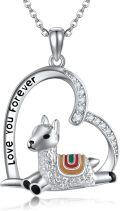 wholesale 925 Sterling Silver Llama Pendant Heart Love You Forever Necklace Gifts for Women-0-0