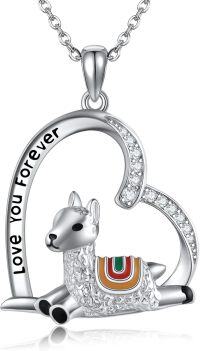 wholesale 925 Sterling Silver Llama Pendant Heart Love You Forever Necklace Gifts for Women-Llama