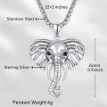 wholesale 925 Sterling Silver Elephant Head Pendant Necklaces with Black Cubic Zirconia Eyes and Braided Chain for Women/Men s 46cm/18 Length-0-5