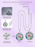 wholesale 18K White Gold Filled Sterling Silver Family Tree Pendant with 2 Heart Birthstones Blue Austrian Crystal Necklace for Women-0-4