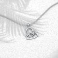 wholesale 925 Sterling Silver MOM Heart Pendant Necklace with Cubic Zirconia Stones for Mother's Day Gift-0-2