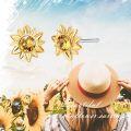wholesale Hypoallergenic Gold Plated S925 Sterling Silver & Austria Crystal Sunflower Earrings, Lead & Nickel Free, 0.38x0.35, Gift Box-0-1