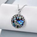 wholesale 925 Sterling Silver Oxidized Vintage Wolf Pendant with Abalone Shell and Moon Stars Necklace for Women Gift-0-2