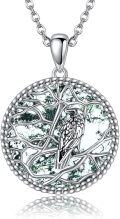 wholesale 925 Sterling Silver Tree of Life Pendant with Green Agate Stone - Mother's Day  for Her-0-0