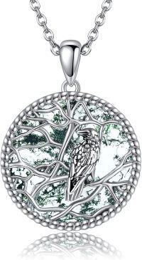 wholesale 925 Sterling Silver Tree of Life Pendant with Green Agate Stone - Mother's Day  for Her-Raven B