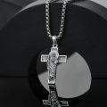 wholesale 925 Sterling Silver Saint Medal Cross Pendant Necklaces with Jesus Figure Religious Protection Charm Jewelry for Men Women Boys Girls Gift-0-2