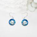 wholesale 925 Sterling Silver Cat Dangle Earrings with Blue Crystal Accents for Women-0-3