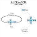 wholesale 925 Sterling Silver Turquoise Stone Cross Charm Bracelet s for Women and Girls-0-4
