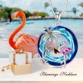 wholesale TOUPOP Flamingo Gifts For Women 925 Sterling Silver Crystal Flamingo Necklace Palm Tree Pendant Flamingo Jewelry Birthday Christmas Gifts For Women -0-1