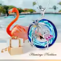 TOUPOP Sterling Silver Crystal Flamingo Palm Tree Necklace Birthday Christmas Gifts For Women-0-1