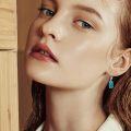 wholesale  S925 Sterling Silver Rectangle Turquoise Dangle Earrings for Mental Relaxation & Abundance-0-5