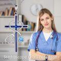 wholesale 925 Sterling Silver Blue Crystal Stethoscope Cross Pendant Necklace Jewelry for Women and Men-0-1