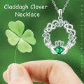 wholesale 925 Sterling Silver Claddagh Necklace for Women Clover Shamrock Celtic Knot Irish Luck Pendant Birthstone Jewelry Scottish Gift Made in Ireland-0-5