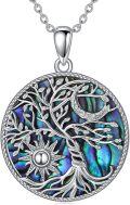 wholesale 925 Sterling Silver Abalone Shell Celtic Tree of Life Pendant Necklace-0-0