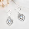 wholesale 925 Sterling Silver Rainbow Moonstone Filigree Drop Dangle Hook Earrings for Women Girls  4cm Long-0-3