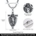 wholesale 925 Sterling Silver Saint Michael Angel Cross Pendant Necklace Wholesale For Men Women With Shield Protection Symbol-0-2