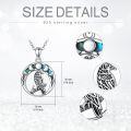 wholesale 925 Sterling Silver Round Moon Phase with Raven Pendant Necklace-0-3