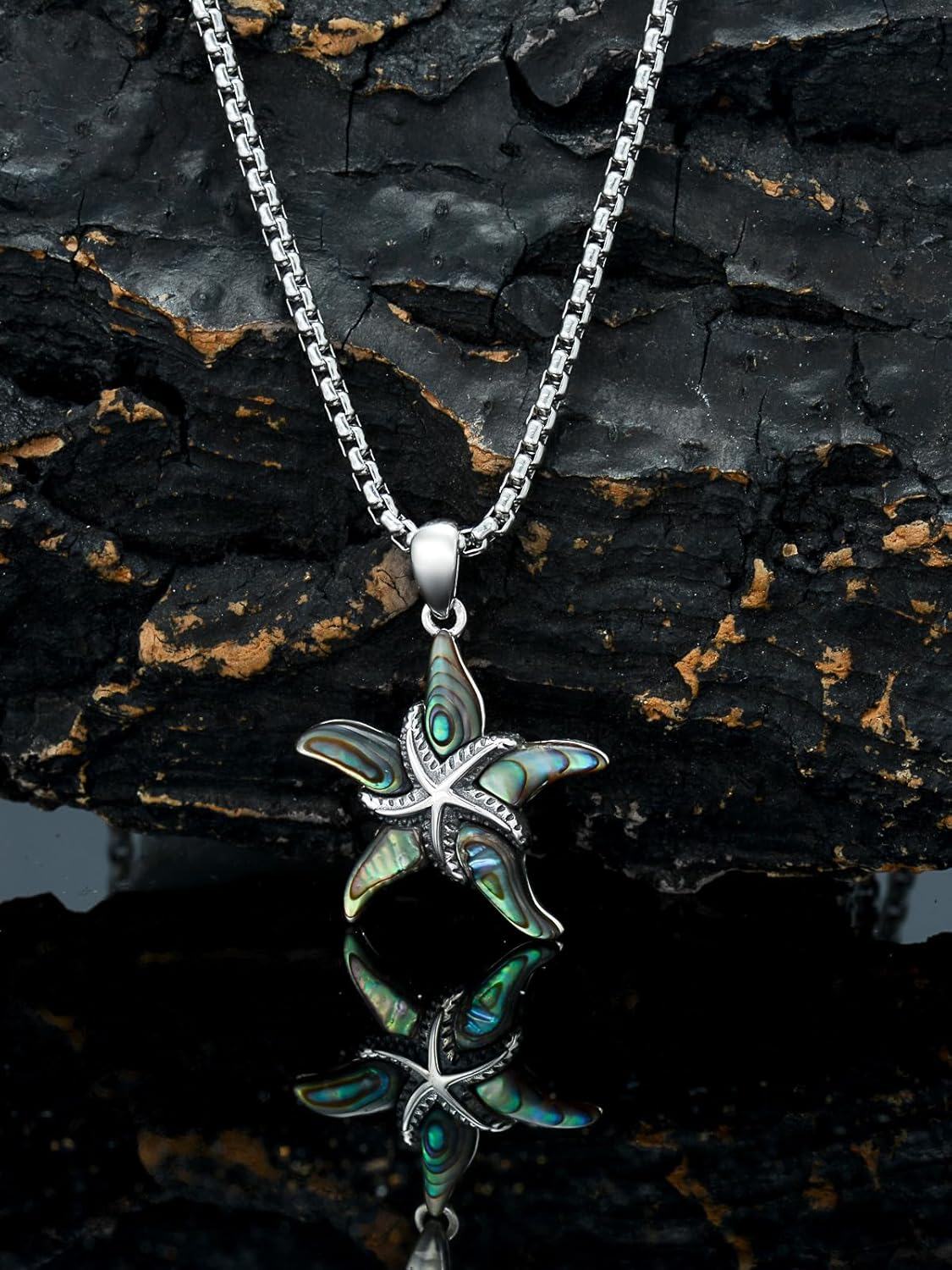 Sterling Silver Gemstone Phoenix Penguin Wolf Fox Highland Cow Hummingbird Frog Sea Turtle Necklace for Women-0-4