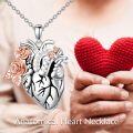 wholesale 925 Sterling Silver Floral Crystalline Anatomical Heart Necklace for Women - Gothic Jewelry Gift-0-5