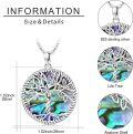 wholesale 925 Sterling Silver Abalone Shell Tree of Life Pendant Necklace with Cross for Women's -0-5