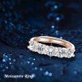 wholesale S925 Sterling Silver Moissanite 5-Stone Round Cut Eternity Band, 1.5ct D-VVS1, 18K Rose Gold Plated, Adjustable Size 8-10, Hypoallergenic-0-4