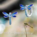 wholesale 925 Sterling Silver Blue Opal Dragonfly Studs for Women Gift Jewelry-0-2