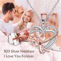 wholesale 925 Sterling Silver Heart Pendant with Red Crystal and Engraved I Love You Forever for Sisters-0-4