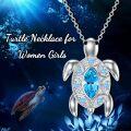 wholesale 925 Sterling Silver Blue Crystal Sea Turtle Keepsake Cremation Pendant Necklace-0-5