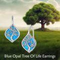 wholesale 925 Sterling Silver Blue Opal Tree of Life Leverback Earrings-0-5