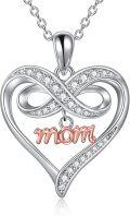 wholesale 925 Sterling Silver Mom Necklace with Infinite Elements – Hypoallergenic Heart Pendant, Lead/Nickel-Free Jewelry Gift for Mother Wife-0-0