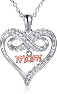 wholesale 925 Sterling Silver Mom Necklace with Infinite Elements – Hypoallergenic Heart Pendant, Lead/Nickel-Free Jewelry Gift for Mother Wife-mom