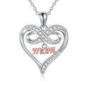 wholesale 925 Sterling Silver Rose Gold Plated Mom Infinity Heart Pendant Necklace With Cubic Zirconia-0-0