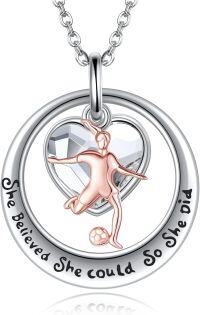 wholesale 925 Sterling Silver Sports Lover Gift - Cheerleader Soccer Ball Pendant Necklace-Soccer