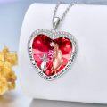 wholesale 925 Sterling Silver Heart-Shaped Red Crystal Pendant Necklaces with Engraved Message I Love You to the Moon and Back - Perfect Gifts for Mother's Day or Birthday (Mom/Daughter/Grandma)-0-5