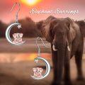 wholesale 925 Sterling Silver Elephant Origami Crescent Moon Star Dangle Drop Earrings for Women-0-5