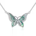 wholesale 925 Sterling Silver Abalone Shell Butterfly Pendant Necklace with CZ Stones for Women Girls s 45cm Chain Length-0-0